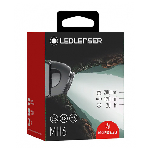  Фонарь светодиодный налобный LED Lenser MH6, черный, 200 лм, аккумулятор 