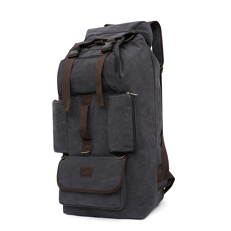 Рюкзак многофункциональный брезентовый, 80 л (черный) 